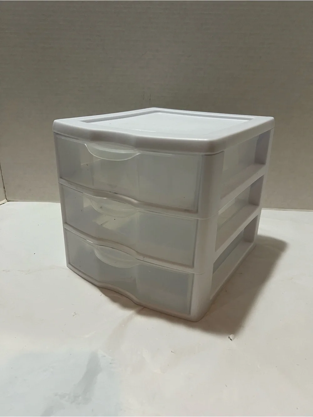 Clear 3 Drawer Desktop Storage Bin Organizer Container White